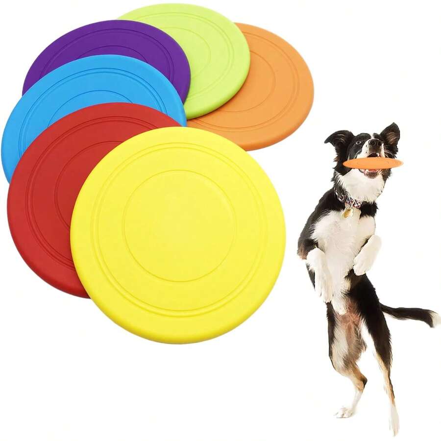 Dog Flying Disc Toy Soft Durable For Small Large Dogs, Bite-Resistant Outdoor Interactive Training Toy, Lightweight Flexible Pet Fetch Toy For Park Beach Backyard Play, Bright Color Random 1PC - Random Color 1pc - View 1