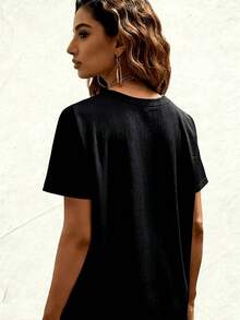 1 pieza de camiseta de algodón para mujer con estampado "Yo Soy Elegida" 1 Tesalonicenses 1:4, camiseta casual de manga corta con gráfico religioso, tallas S-5XL, camiseta con cita cristiana floral, suave y transpirable, ideal para uso diario, 210g 100% algodón, todos los diseños están impresos. Unisexo. - Negro - Ver 2