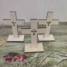 3 piezas de Cruz de Madera, Soporte para Vela con Proyección de Cruz de Pie, Decoración de Centro de Mesa para , Centro de Mesa para Fiesta, Decoración de Altar para Primera Comunión, Decoración del Hogar, Accesorio de Sobremesa - B - Ver 6