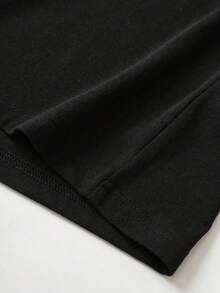 Conjunto de 1 pieza de camiseta casual de manga corta con cuello redondo para verano - Negro - Ver 4