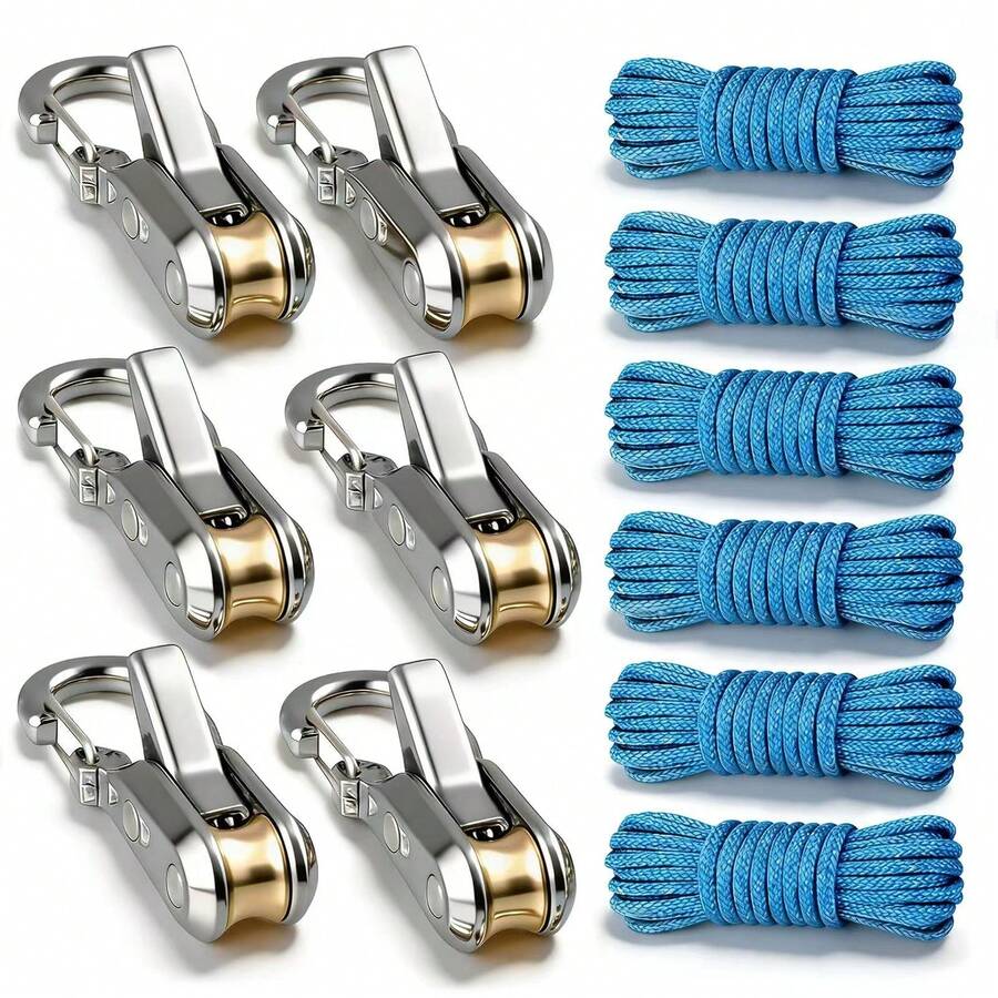 Outdoor Rope Tightener, Awning Rope Hook Pulley Set, Tent Tarp Tensioner Accessories - A - View 1