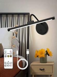 1-Piece Wireless Charging Led Art Light, Magnetic Wall-Mounted Art Light With Remote Control, Multifunctional Decorative Light With 3 Adjustable Color Temperatures And Dimmable Flexible Lighting, Suitable For Hallway, Artwork, Reading, And Display Room Lighting - Three Colors Of Light - View 1