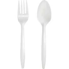 1000-Count Medium Weight White Plastic Cutlery Set, Disposable Teaspoons & Forks Combo Pack For Catering Events Parties Weddings & Food Service, Bulk Single-Use Tableware For Home & Commercial Use - White + 1000 - View 3