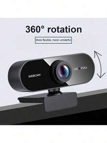 1080P USB-webbkamera med autofokus och 360° rotation, plug and play, lämplig för videokonferenser, onlinekurser, livestreaming, snygg design, kompatibel med datorer, bärbara datorer och smarta TV-apparater - Visa 1