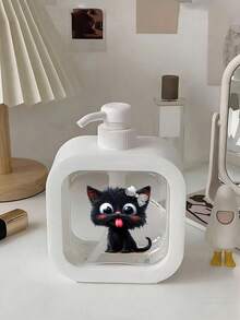1pc Cute Black Cat And Floral Pattern Soap Dispenser Bottle - Reusable Press-Type Dispenser Bottle, Suitable For Hand Soap, Body Wash, Etc., Compact For Kitchen And Bathroom, Perfect Housewarming Gift Or Spring Decor For Cat Lovers, Made Of Plastic, Fun Design, Easy To Use With Press Mechanism - Multicolor - View 16