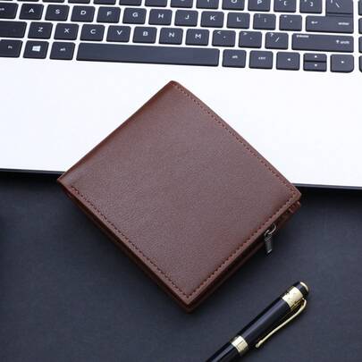 Short Men's Wallet, Thickened Men's Wallet With Zipper And Multiple Card Slots