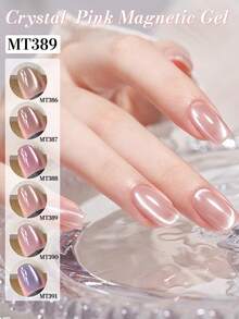 Mtssii 6支装7毫升粉色水晶猫眼凝胶指甲油套装，水光玻璃珠效果猫眼磁性半永久可卸UV凝胶指甲油，适合夏季美甲，美甲DIY，家用及美甲沙龙用品 - 彩色 - 查看 1