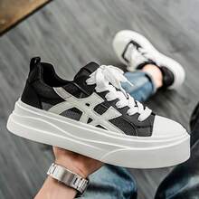 Fashionable Thick Sole Breathable Canvas Men's Sports Shoes Versatile - Black - View 4