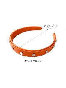 1pc Punk Style Faux Leather Rivet Headband, Retro Solid Color Non-Slip Hair Hoop, Y2K Streetwear Hair Accessories For Women Daily & Party Hair Accessories Hairband - Multicolor - View 5