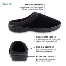 Isotoner Womens Terry And Satin Slip On Cushioned Slipper With Memory Foam For Indoor/Outdoor Comfort - Stone - View 3