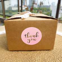 10pcs Pink Foil English Thank You Stickers, 21x16cm Round, Shiny Gold, Envelope Magazine Party Gift DIY Packaging, PVC Adhesive Seal Stickers - 10 Pink Foil Thank-you Notes - View 2