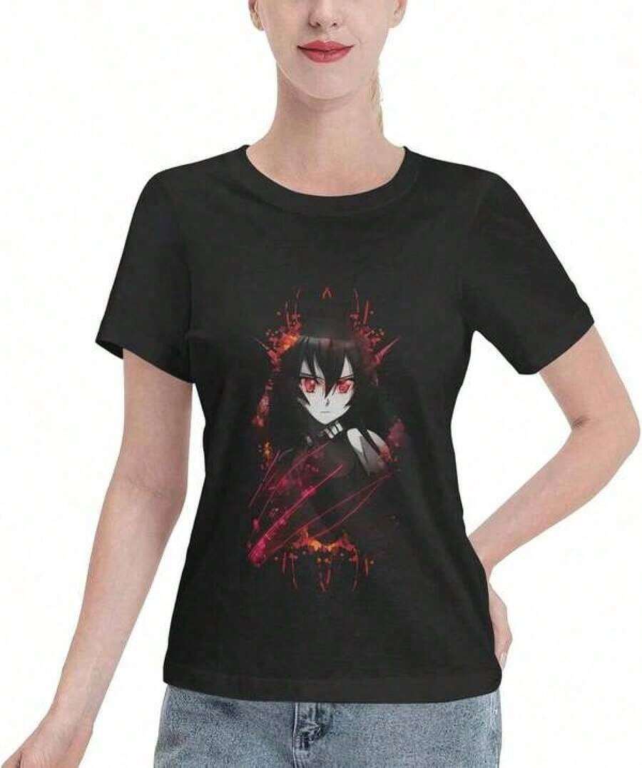 Simple Casual Crew Neck Anime Akame Ga Kill Akame Summer Kids T-Shirt Short Sleeve Casual Crew Neck Creative And Fun Cartoon T-Shirts For Toddler Boys And Girls Y2k T-Shirt Shirt - 白色 - 查看 1