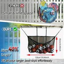 1pc Swimming Pool Hanging Storage Bag, Outdoor Pool Fence Hanging Bag, Large Capacity Swim Ring Storage Bag, Inflatable Toy Storage Bag, Outdoor Inflatable Pool Essential, Beach Holiday Family Gathering Essential, Inflatable Pool Floating Items Portable Storage, Swimming Pool Toys & Swim Rings Storage - Multicolor - View 5