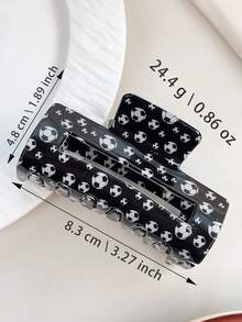 Pince à cheveux motif ballon de football noir, pince à cheveux rectangulaire grande avec imprimé sportif mignon, en matériau acrylique antidérapant, convient aux cheveux épais et fins, accessoire de cheveux idéal pour les fans de sports, pinces à cheveux d'été, pinces de plage, barrettes de vacances - Multicolore - Voir 10