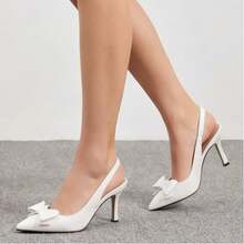 Geeyea Women's High Heels, Adorned With A Bow, Elegant Pointed-Toe Stilettos, Glossy Finish, Sweet And Sexy Style, Can Be Paired With Skirts Or Pants, Suitable For Parties, Business Occasions, Dances, Dates, And More. Shipped From Local Warehouse. - 白色升級版 - 查看 6