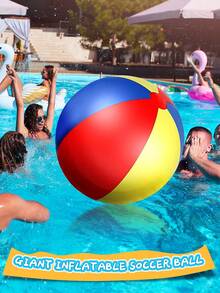 100CM Inflatable Giant Soccer Ball (Made Of PVC) | Pool Party Decor, Suitable For Beach And Backyard Entertainment. Durable Prop, Ideal For Summer Fun, Suitable For Indoor And Outdoor, Enhances The Atmosphere Of Sports Activities. - Multicolor - View 4