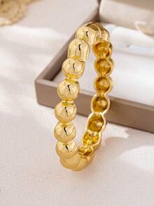 3件/1件 时尚简约厚款光滑金色几何波浪水滴手镯，适合女性 - 金黃色 - 查看 12