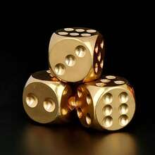 2 Handmade Solid Brass Dice- Polished Tabletop Game Dice, Durable Copper Material, Perfect For Bar Accessories And Creative Gifts, Action Game Type, Game Dice LMCQ - 2 Pure Copper Dice - View 8