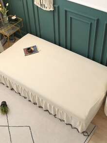 Solid Color Sofa Bed Cover, Polyester Elastic Full Wrap Sofa Slipcover, Suitable For Armless Sofa, Minimalist & Fashionable, Suitable For All Seasons - Beige - View 8