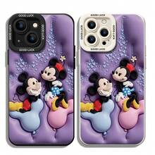 Disney Mickey & Minnie Mouse Phone Case, Purple Love Protective Cover. Compatible With IPhone 17, 16, 15, 14, 13, 12, 11 Pro Series And Galaxy S22, S23, S24, S25 Models, Featuring Plush-Style Mickey And Minnie Sitting On Heart-Shaped Balloons Against A Purple Puffy Background With Floating Hearts, Perfect For Romantic Disney Fans, Ideal For Birthdays, Holidays, Anniversaries, Graduation Gifts, Or Any Special Occasion To Surprise Family, Friends, Classmates, And Loved Ones. - trắng - Xem 6