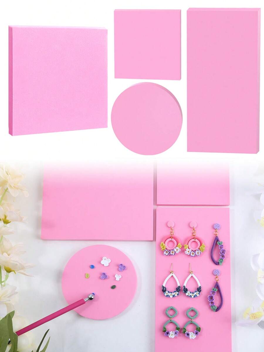 10mm 軟黏土花瓣製作軟墊 不黏黏軟黏土花瓣製作工具 裝飾展示軟墊 DIY 製作輔助軟墊 可重複使用 - 粉色 - 查看 1