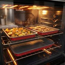 3 Pcs Non Stick Oven Bakeware Tray Set Roasting Pan Dish Baking Sheets Carbon Steel Kitchen Bake Trays For Cake Cookies Meat Durable Cooking Set - View 4