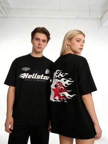 1PC (220 Cotton T-Shirt Double-Sided Printing) 1pc Flame & Star Graphic T-Shirt, Y2K, Streetwear, Digital Print T - Shirt Casual Comfort Cotton Tee For Spring & Summer Fall Men's Clothing, Halloween Gift,Unisex Summer Tops Summer Clothes Shirts Summer Graphic Tees Women T Shirts Summer Outfits For Women Vacation Outfits Women  Tropicoqueta Outfits Tropical Outfits For Women Going Out Tops Women Tropical Outfits For Women Going Out Tops T Shirts Women Summer Top Graphic Tees Women 4th Of July Outfit Women - màu đen - Xem 2