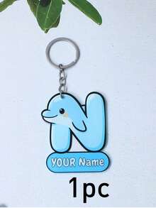 Llavero personalizado con inicial de animal, llavero con letra personalizada, llavero de letra de dibujos animados lindo con etiqueta de nombre, accesorio de encanto de bolso personalizado - Estilo B - Ver 8