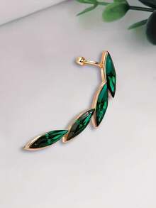 1 đôi bông tai vòng kiểu Bohemian thanh lịch hình cành lá xanh, phù hợp cho nữ giới đeo hàng ngày, dự tiệc và các dịp lễ. - bông tai hình lá và cành cây - Xem 1