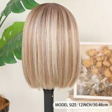 13x4 Ash Blonde Wigs Blonde Lace Front Wigs HD Lace Frontal Wigs Brown Blonde Lace Front Wig Pre Plucked Glueless Blonde Bob Wig Breathable Cap Easy Install Wig Free Part Heat Resistant Fiber Wig For Women Girls Halloween Party Vacation Daily Used 16 Inch - 挑染金色 - 查看 6