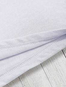 Estampado Gráfico Camiseta Mujer Algodón Ligera VeranoPlus Size Casual Crew Neck T-Shirt, Knit Fabric With Medium Stretch, Alphabet Print Design, Short Sleeve Tee For Women, Spring/Summer/FallOversize Camiseta Mujer Estampado 100% Algodón Puro - Blanco - Ver 5