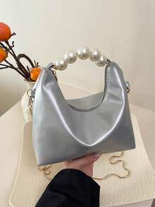 Fashionable Minimalist Casual Mini Faux Pearl Decor Handbag, Suitable For Women, Teenage Girls, Office Use, White - Multicolor - View 17