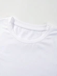 Camiseta de Hombros Caídos con Estampado Gráfico de Múltiples Motivos, Manga Corta, Cuello Redondo, Estilo Casual para Primavera y Verano, Ropa de Mujer Y2k - Blanco - Ver 4