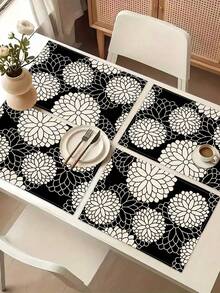 1 buah Taplak Meja Motif Geometris, 4 buah Alas Piring Motif Geometris, Cocok untuk Liburan, Pesta, Ulang Tahun, Makan Malam, Dekorasi Meja Dapur & Ruang Makan, Dapat Digunakan Sepanjang Musim, Dekorasi Tekstil Rumah - MultiWarna - View 11