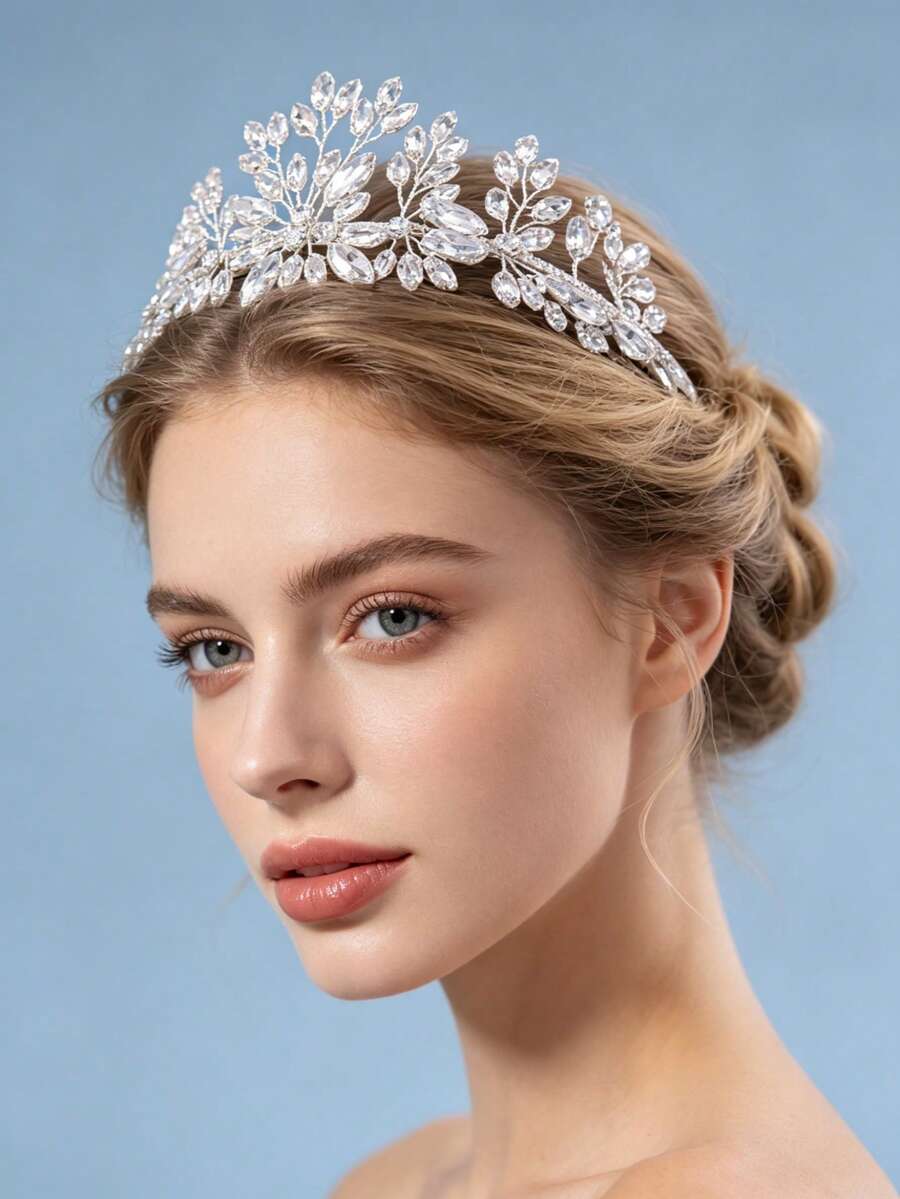 1pc Elegant Alloy Rhinestone Headband, Sparkling Crystal Bohemian Bridal Hair Accessory, Suitable For Women's Events, Parties, All Seasons,Festival,Party, Head Jewelry, Head Chain, Headpiece - Silver - View 1