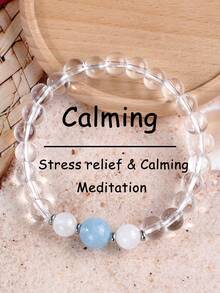 YAUKIA Pulsera de limpieza natural de moda, cuentas de cristal de selenita y torre amarilla, pulsera de fertilidad, abundancia y riqueza, equilibrio, paz y armonía, longevidad, joyería de yoga y meditación, regalo para mujeres y hombres, ideal para uso diario - Multicolor - Ver 1