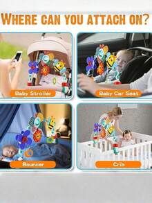 Adjustable Arched Baby Crib Toy, Suitable For Infants And Toddlers, Stroller Arch Toy, Crib Toy, Attractive Hanging Design To Stimulate Baby's Senses And Develop Motor Skills - Multicolor - View 3
