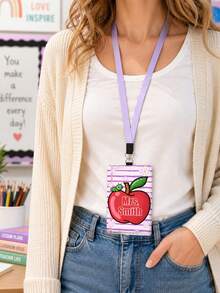 Personalized ID Badge Holder Custom Name Teacher Badge Holder Customizable With Name And Design Featuring Colorful Classroom Style Suitable For School Office Daily Wear Work ID Display Back To School Appreciation Gift A Gift For Educators Friends And Family,Id Holder,Back To School Gift,Custom Id Holders,School Supplies,Office Decoration,Back To School Gift,Storage Bag,A Gift For The Teacher,Gift For Her - Multicolor - View 2