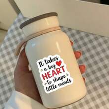 (1PC) 3 Inch Waterproof Removable PVC Vinyl Sticker Decal - "It Takes A Big Heart To Shape Little Minds" Inspirational Quote With Red Heart And Sparkle Accents, Cute Minimalist Aesthetic For Laptop, Phone Case, Water Bottle, Notebook, Skateboard, Helmet - Y2K Teacher Appreciation Sticker For Gen Z Women, Self-Care, Positive Mindset, Back To School, Cozy Home Office Gift - View 4