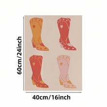 Enmarcado 1 pieza de lienzo con estampado de botas vaqueras vibrantes: decoración de pared colorida de estilo western con botas rojas, amarillas y azules, perfecta para el hogar, la oficina, el bar, la cafetería, el dormitorio, el aula. Regalo ideal para Pascua, el Día de los Inocentes, el Día de la Madre, la graduación, el Día de los Vaqueros. - Enmarcado - Ver 6