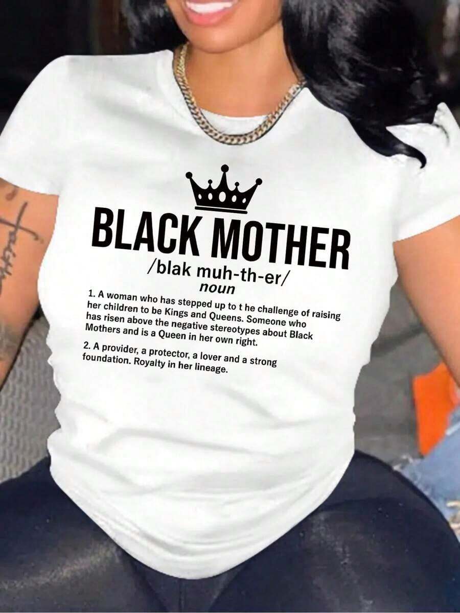 Camiseta de Mujer Oversize con Estampado de Madre - Top Casual de Manga Corta y Cuello Redondo, Diseño Atractivo de Letras y Corona, Elasticidad Media, Lavable a Máquina, Esencial para Primavera, Verano y Otoño, Ajuste Holgado y Cómodo, Camiseta de Algodón Regalo Ideal - Blanco - Ver 1