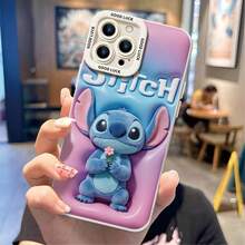 Disney Lilo & Stitch Phone Case, Flower Stitch Protective Cover. Compatible With IPhone 17, 16, 15, 14, 13, 12, 11 Pro Series And Galaxy S22, S23, S24, S25 Models, Featuring Plush-Style Stitch Holding A Pink Flower, Set Against A Pink-To-Blue Gradient Background With "Disney Stitch" Text, Perfect For Fans Of The Hawaiian Alien, Ideal For Birthdays, Holidays, Anniversaries, Graduation Gifts, Or Any Special Occasion To Surprise Family, Friends, Classmates, And Loved Ones. - 黑色 - 查看 5