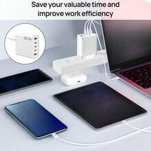 65.5W USB C Super Fast Charger, 3 Type-C + 2 USB-A Ports, 5-In-1 Multi-Port Output, With Charging Indicator Light, Compact And Portable, Low Temperature Protection, Compatible With IPhone 17/16/15/14/13/12/Pro Max, Galaxy Phones And Laptops - White - View 4