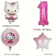 Juego de globos de cumpleaños autorizado, material de lámina de aluminio premium mate grueso, personaje 3D, lazo, formas de número y estrella, juego de decoración de lujo para cumpleaños de bebé - Ver 3