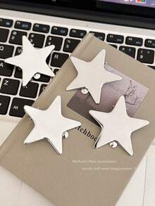 2/4pcs Korean Metal Star Hair Clips, Bangs/Side Clip, Sweet Y2K Hair Accessories,Hair Barrettes - Multicolor - View 8