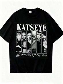 1 Piece Katseye All Member Sweatshirt, Katseye Beautiful Chaos World Tour T-Shirt, Katseye Gnarly Chibi T-Shirt, Gabriela T-Shirt, Katseye Soft Is Strong, Women's Summer Clothing 3Y9T180g 100% Cotton - 黑色 - 查看 7