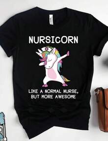 1 Unicorn Nurse T-Shirt, RN T-Shirts, Gifts For Nurses, Unicorn Nurse T-Shirt, Registered Nurse T-Shirt, Unicorn Art, 180g 100% Cotton - 黑色 7 - 查看 7