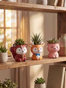 1件套松鼠/鹿/猫造型树脂多肉植物花盆 - 创意卡通可爱迷你花盆，适用于办公桌绿植装饰，送她的礼物 | 家居装饰、房间装饰、波西米亚风装饰、桌面装饰、可爱收藏品、独特礼物、餐桌摆件、乔迁礼物 - 新款 - 查看 6