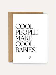 1pc "Cool People Make Cool" Funny Minimalist New Arrival Card With Envelope, Humorous Congratulation Greeting For Parents, Suitable For Birth & Baby Shower, Blank Inside - A - View 1