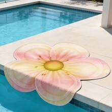 1pc Tropical 5-Petal Flower Shaped Beach Towel - Blue, Yellow 2D Floral Pattern, Made Of Soft Microfiber Material, Sand-Proof And Quick-Drying, Suitable For Travel, Swimming, Pool, Yoga And Beach, Practical And Fun Gift For Beach, Pool Or Travel Lovers - A1 - View 6